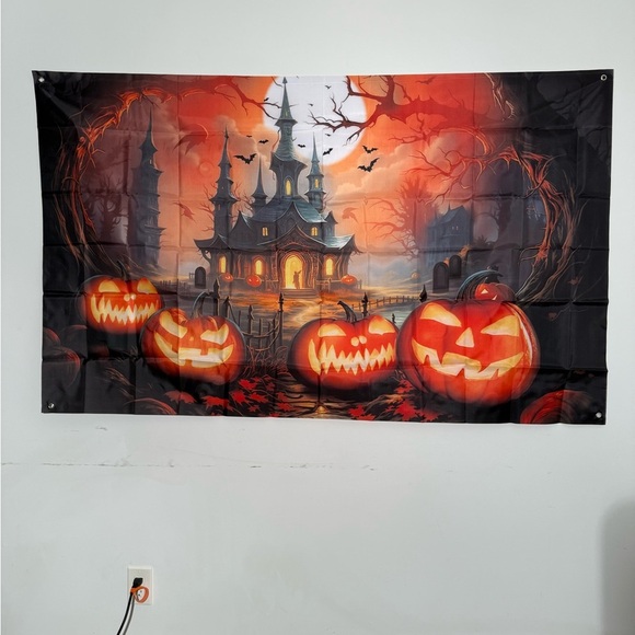 Spooky Halloween Castle Wall Art with Pumpkins - Picture 4 of 8